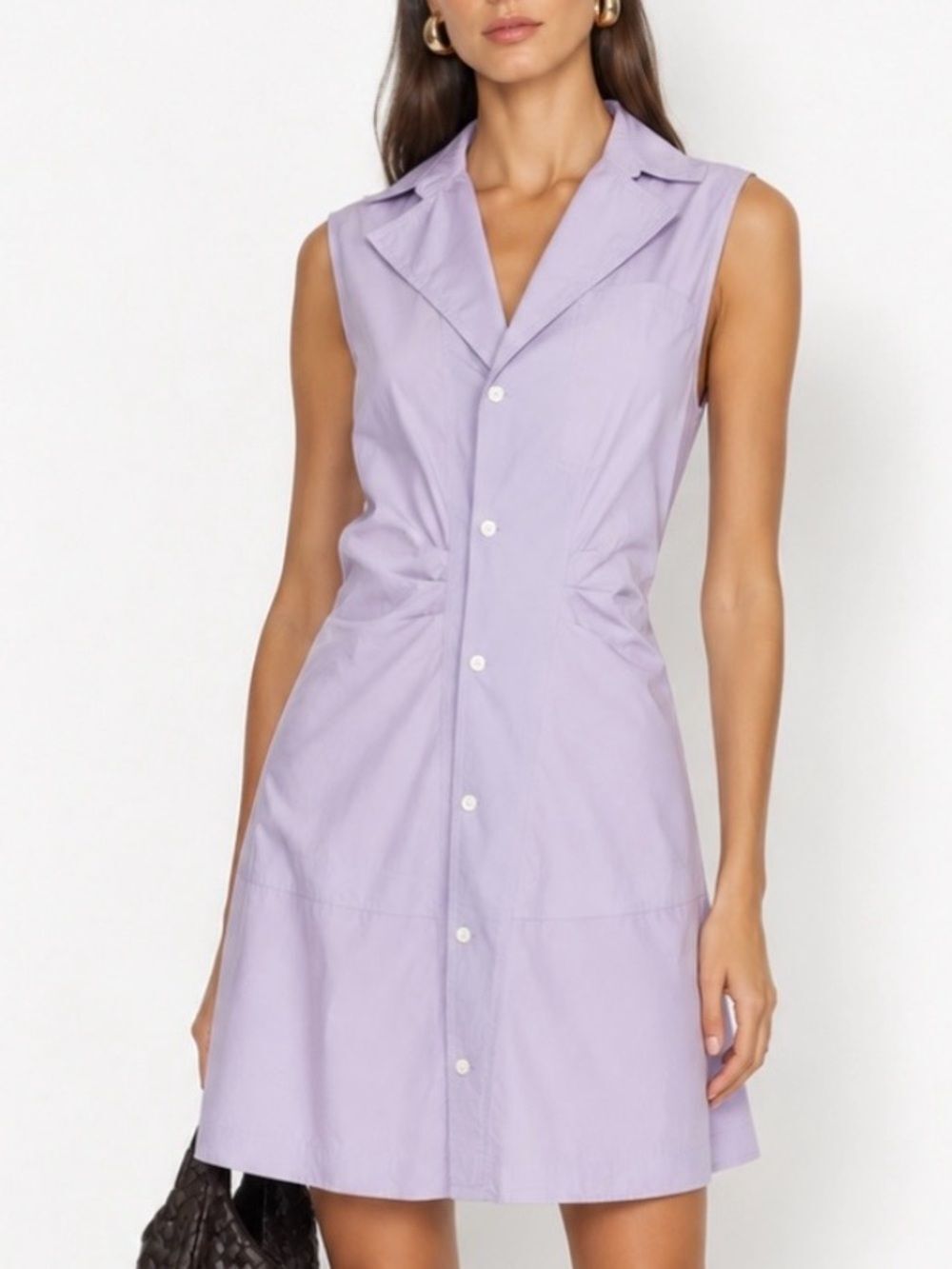DEREK LAM 100% Cotton Lilac Sleeveless Button-Front Mini Dress Size 8